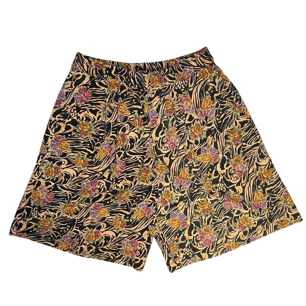Vintage 60s - Floral Animal Print Women's Shorts - Medium